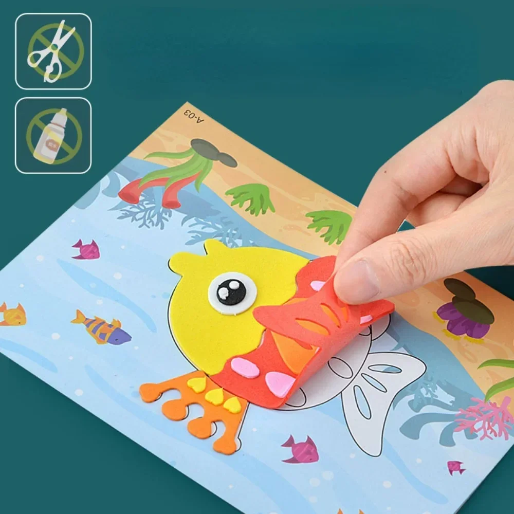 10 pezzi adesivi in schiuma EVA per bambini cartone animato dinosauro animale puzzle set di giochi fai da te ArtCraft disegno giocattolo giocattoli educativi per il regalo dei bambini