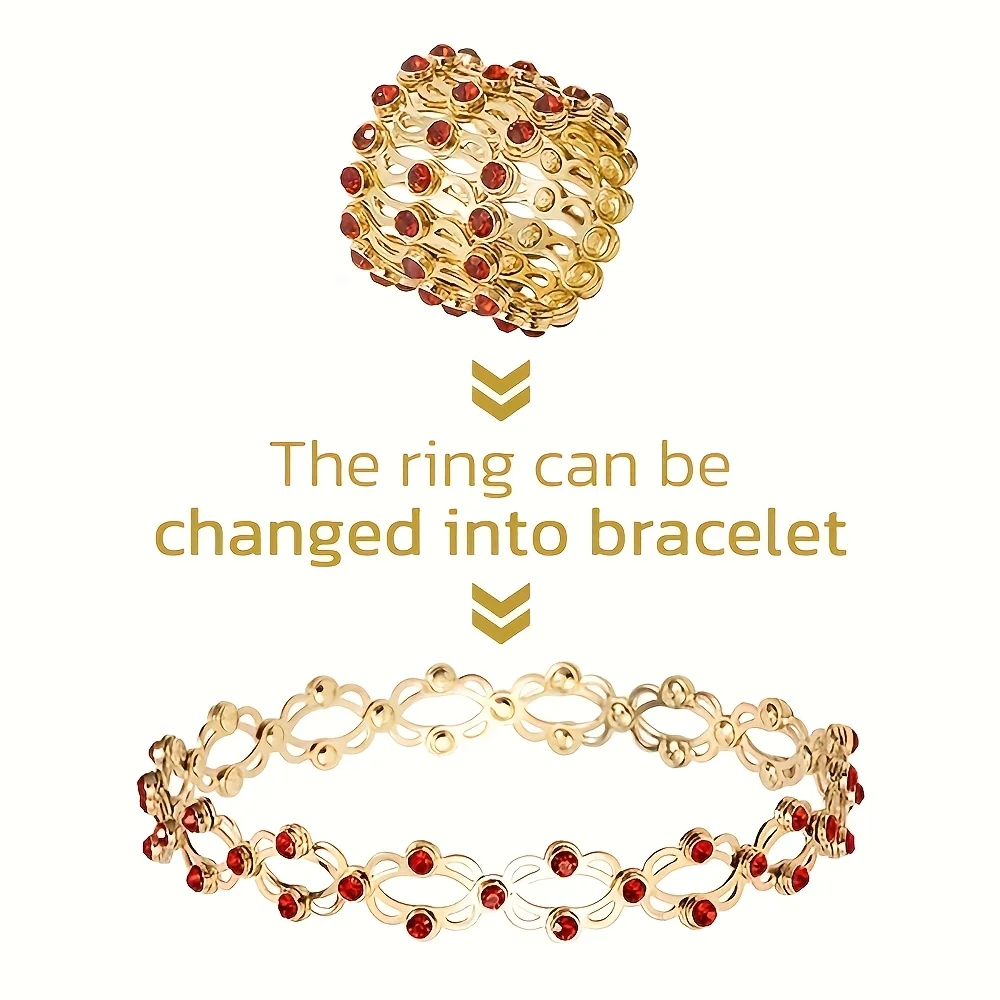 Trendy Stretch Convertible Ring That Turns Into Bracelet, Hollow Floral Design Ladies Daily Stack Accessory