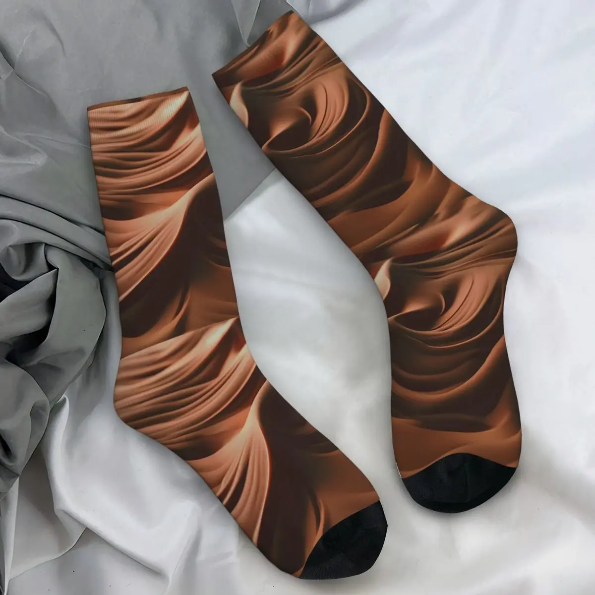 Rich Chocolate Swirls Of Fudge Abstract Art Stockings Men Socks Retro Socks Spring Climbing Anti Bacterial Socks Birthday Gift