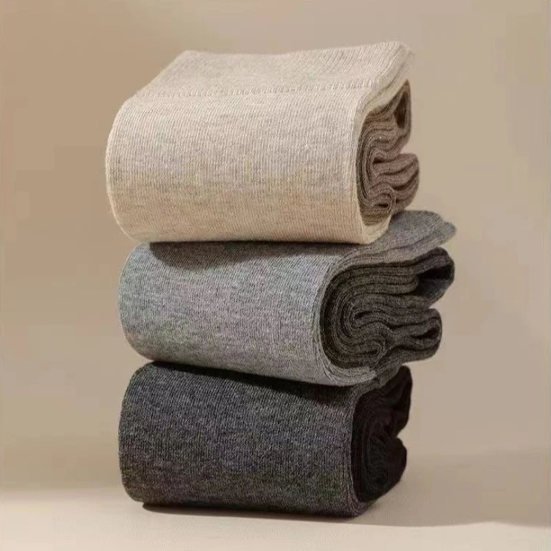 3 Paar Damen-Kniestrümpfe im Frühlings- und Herbststil mit mittlerer Röhre in Schwarz und Grau, rutschfeste, schweißabsorbierende Damensocken