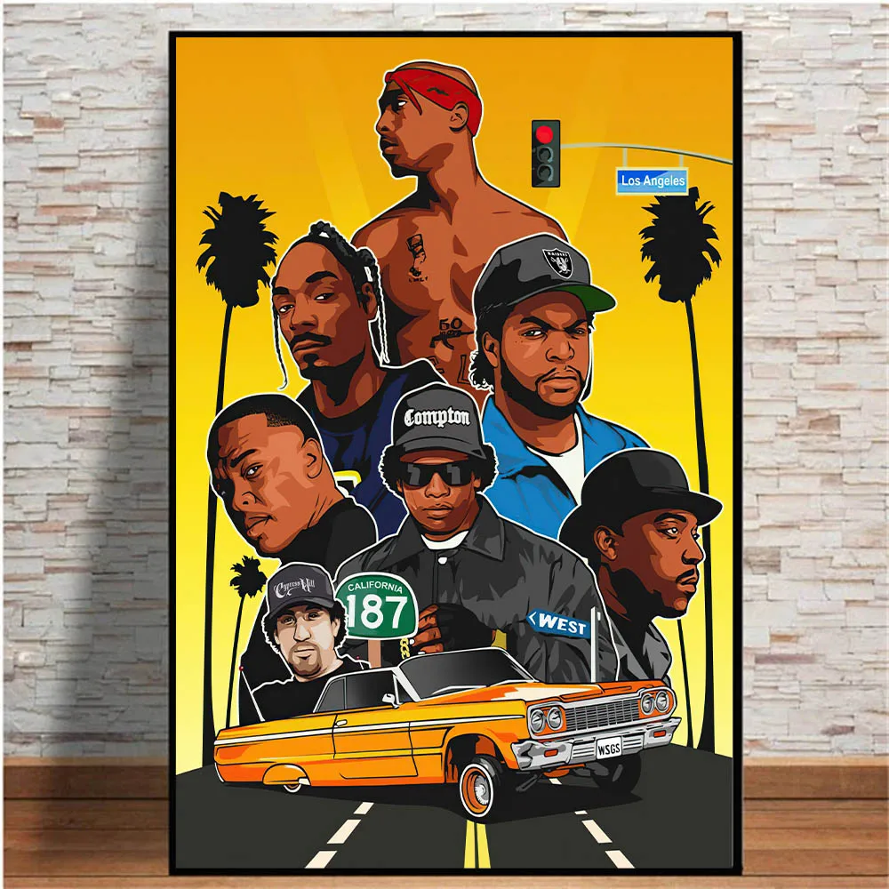 Music Star 2PAC Tupac Poster Decoration Painting Gangster Rap Tupac Hip Hop Wall Sticker Home Decor Wall Art Aesthetic Posters - Image 4