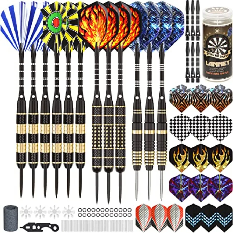 

Darts Metal Tip Set, Steel Tip Darts Set 20 Grams 24 Grams and 26 Grams Professional Darts for Dartboard with Aluminum Shafts,