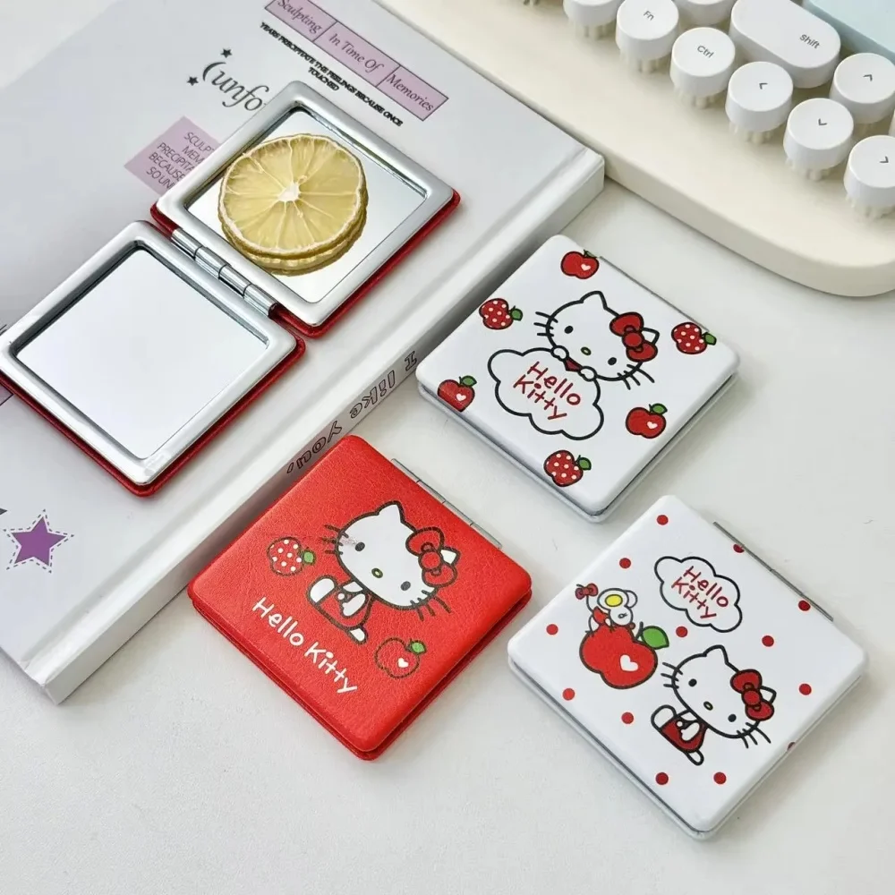 1 Stück Hello Kitty Doppelseitiger Kleiner Kosmetikspiegel Tragbarer Niedlicher Cartoon-Mädchenherz-Spiegel – Detail 4