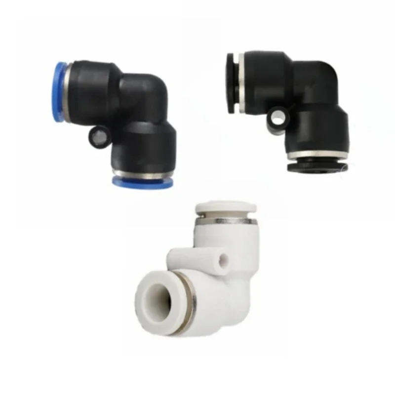 PV 4 6 8 10 12 14 16mm 1/4 OD Hose Blue Black White Elbow Push To Connect Pneumatic Air Fitting Quick Relsase Air Compressor