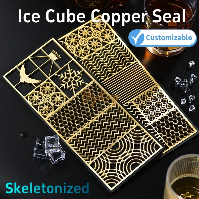 Bar Ice Cube Stamp Personalize Custom LOGO Mold Design Brass Ice Stamp Whiskey Cocktails Snowflake Pineapple Pressing Embossing