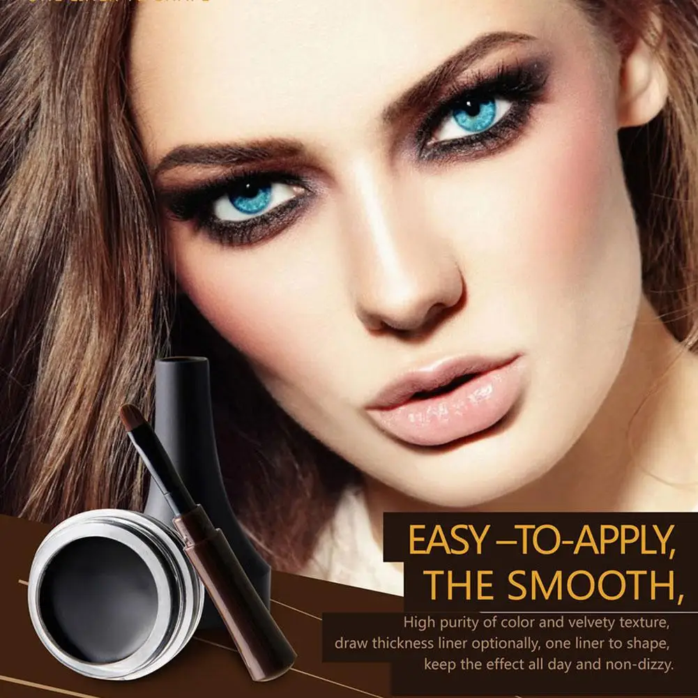 EyebloggPomade-Eyeliner gel imperméable, maquillage long avec pinceau, sourcils, crème pour les yeux, gel sculpté durable, doublure teintée, alose F8r8