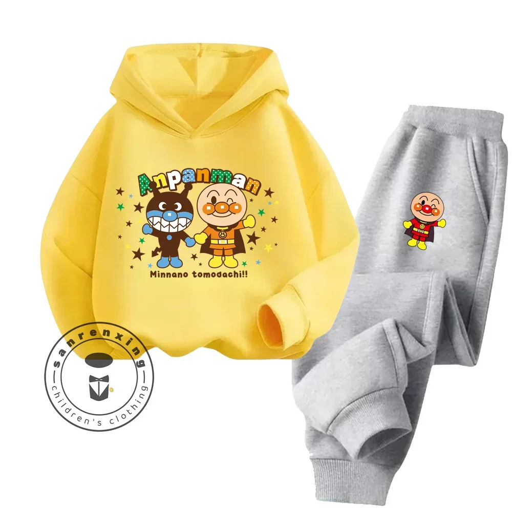 Cozy Winter Anpanman Cartoon Clothes Warm Hoodies and Tracksuits Suitable for Chilly Seasons Wear High Quality Kids Hoodie Set