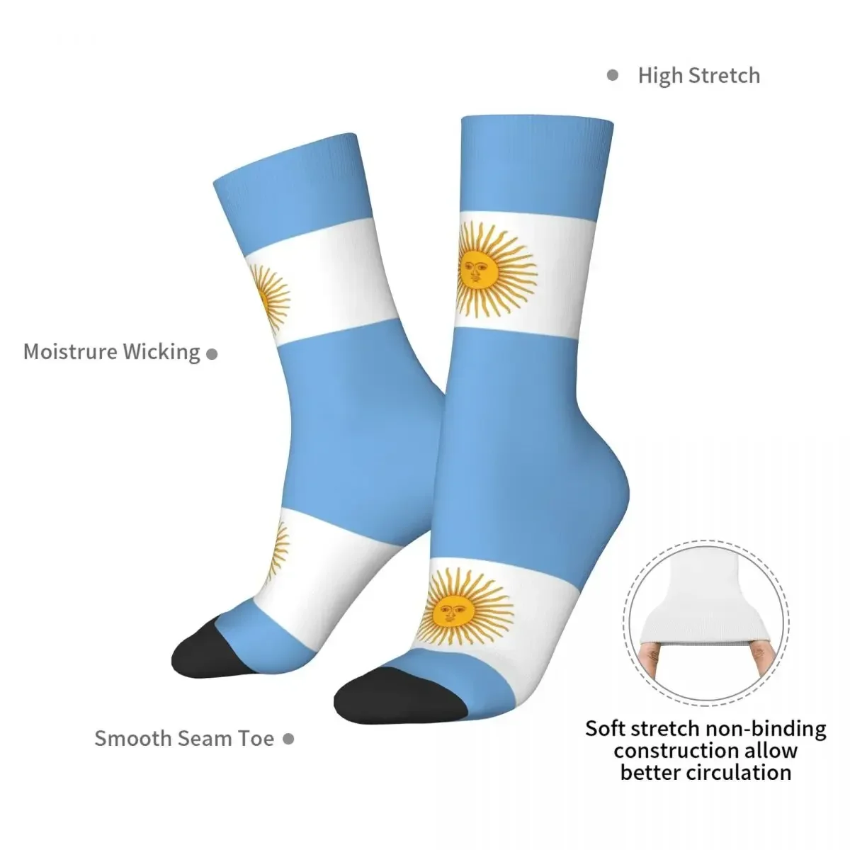 Flag Of Argentina Socks Harajuku High Quality Stockings All Season Long Socks Accessories for Man's Woman's Gifts