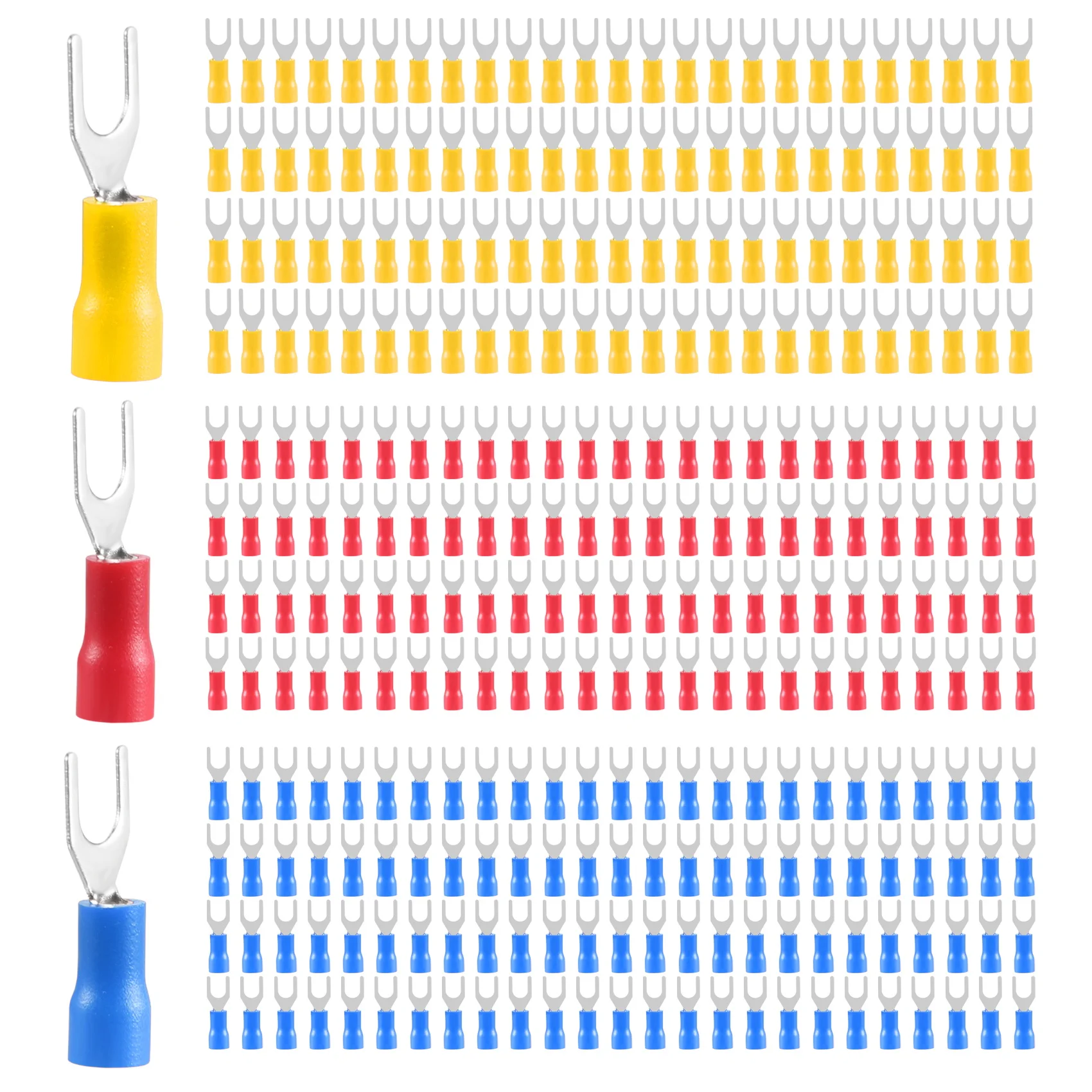 300 Pcs 22-16 16-14 12-10 AWG Insulated Fork Spade U-Type Wire Connector Electrical Crimp Terminal