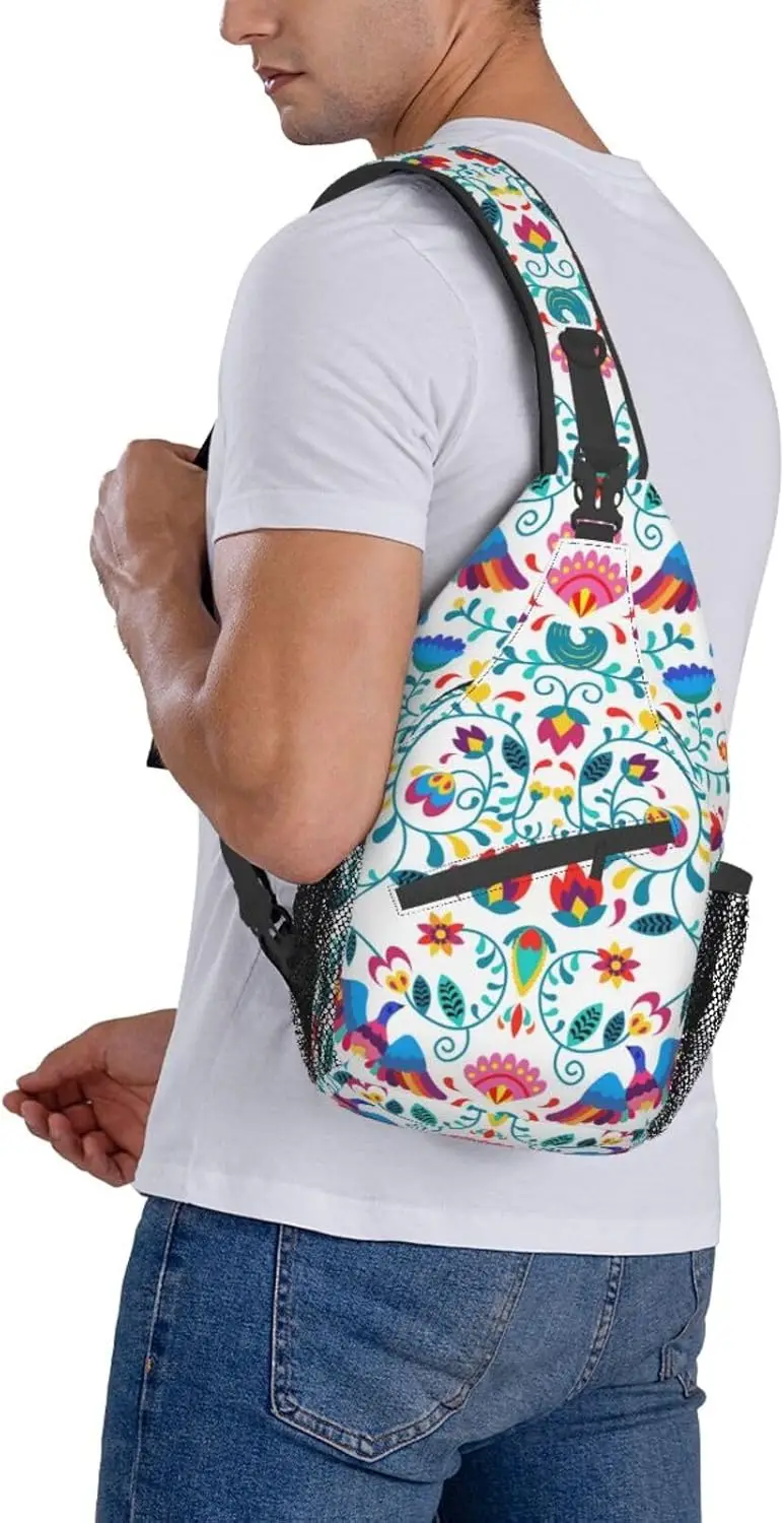 Mexican Fiesta Mexico Dia De Los Muertos Floral Cinco De Mayo Sling Bag for Women Men Crossbody Shoulder Fashion Lightweight