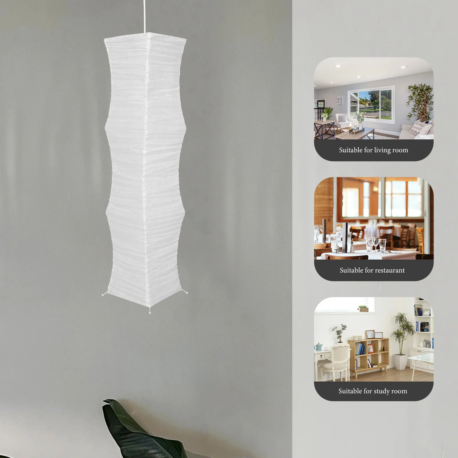 

Elegant Paper Floor Lamp Shade Replacement with Foldable Structure Japanese Style Modern Minimalist Decor for Living Room