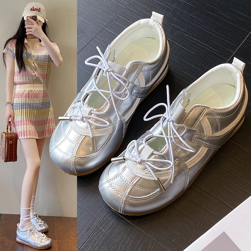 

Новинка 2023 года, женские кроссовки с бантом, спортивная обувь на плоской подошве со шнуровкой, повседневные и удобные лоферы, летние сандалии, походная обувь для бега