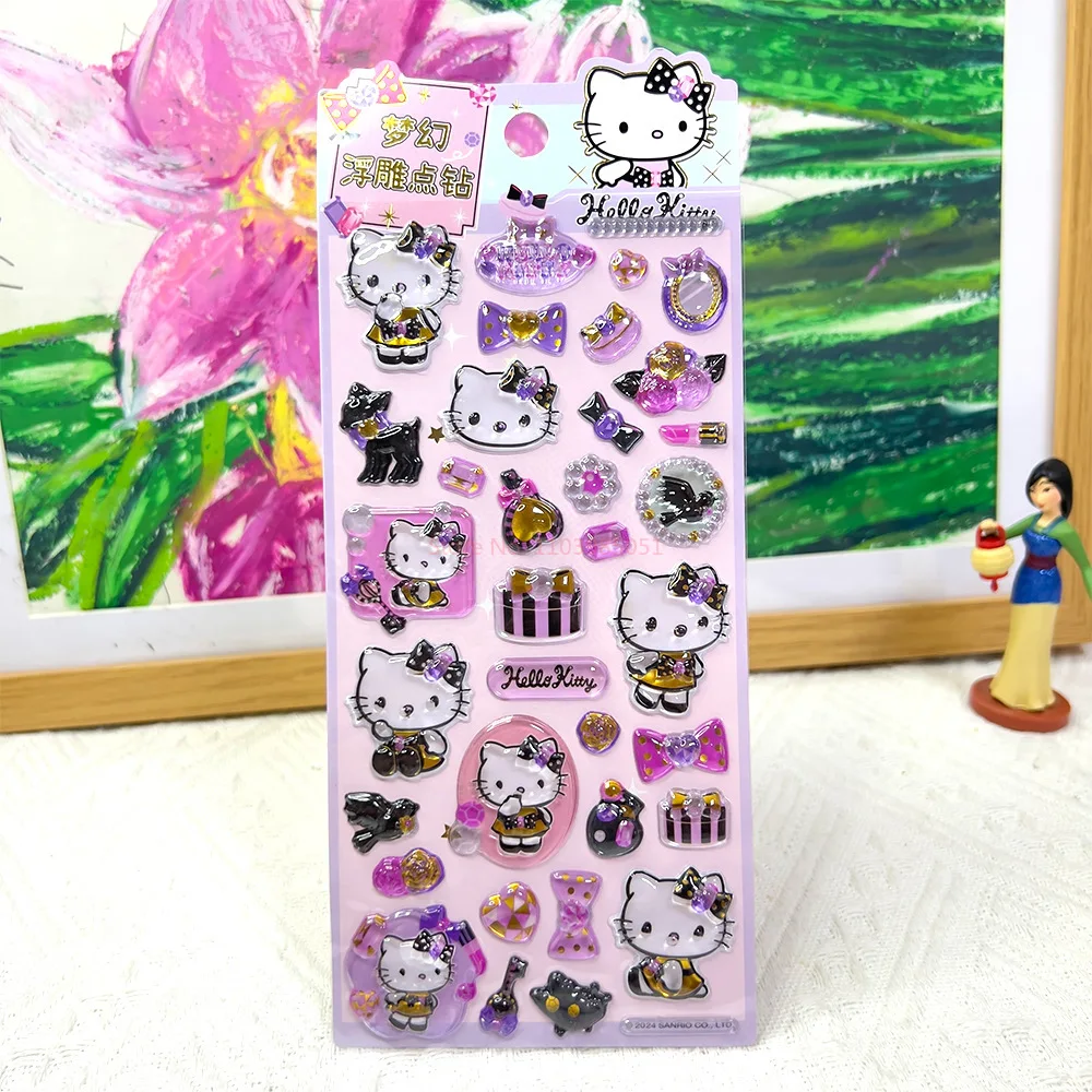 

Милые 3d тисненные наклейки «Hello Kitty», украшения для чехла для мобильного телефона «сделай сам», студенческие канцелярские принадлежности, наклейки для ручного счета, подарок