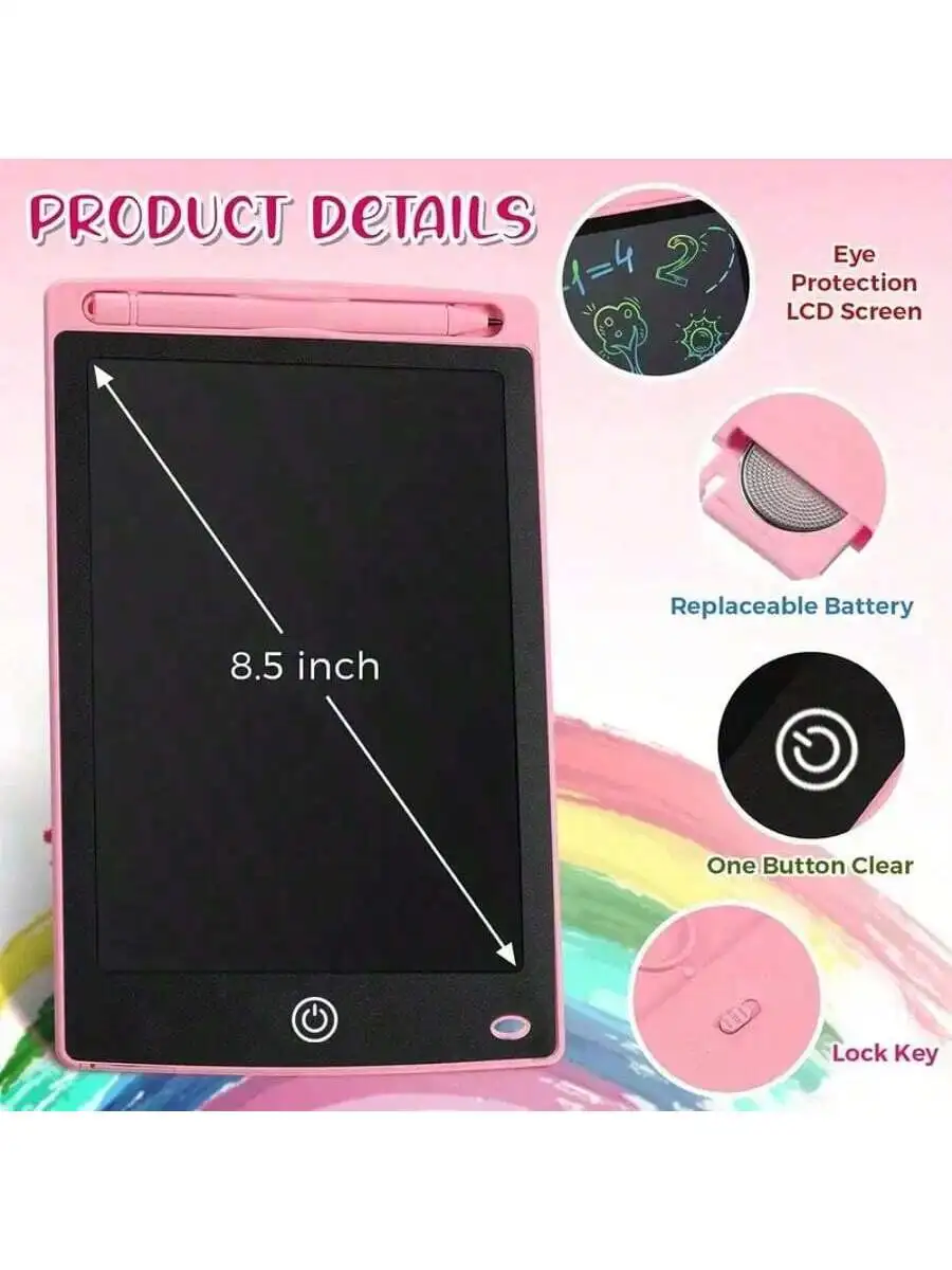 LCD Writing Tablet for Kids, Erasable Reusable Electronic Drawing Board, Portable No Ink Doodle Sketch Pad, Educational Learning Toy Gift for Boys Girls view 4
