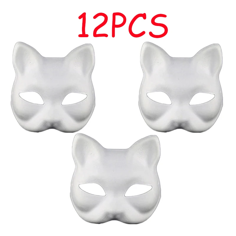 3/6/9/12/15PCS maschere termiche maschere per gatti bianchi Blank maschera di Halloween fai da te animali mezze maschere maschera maschera Cosplay