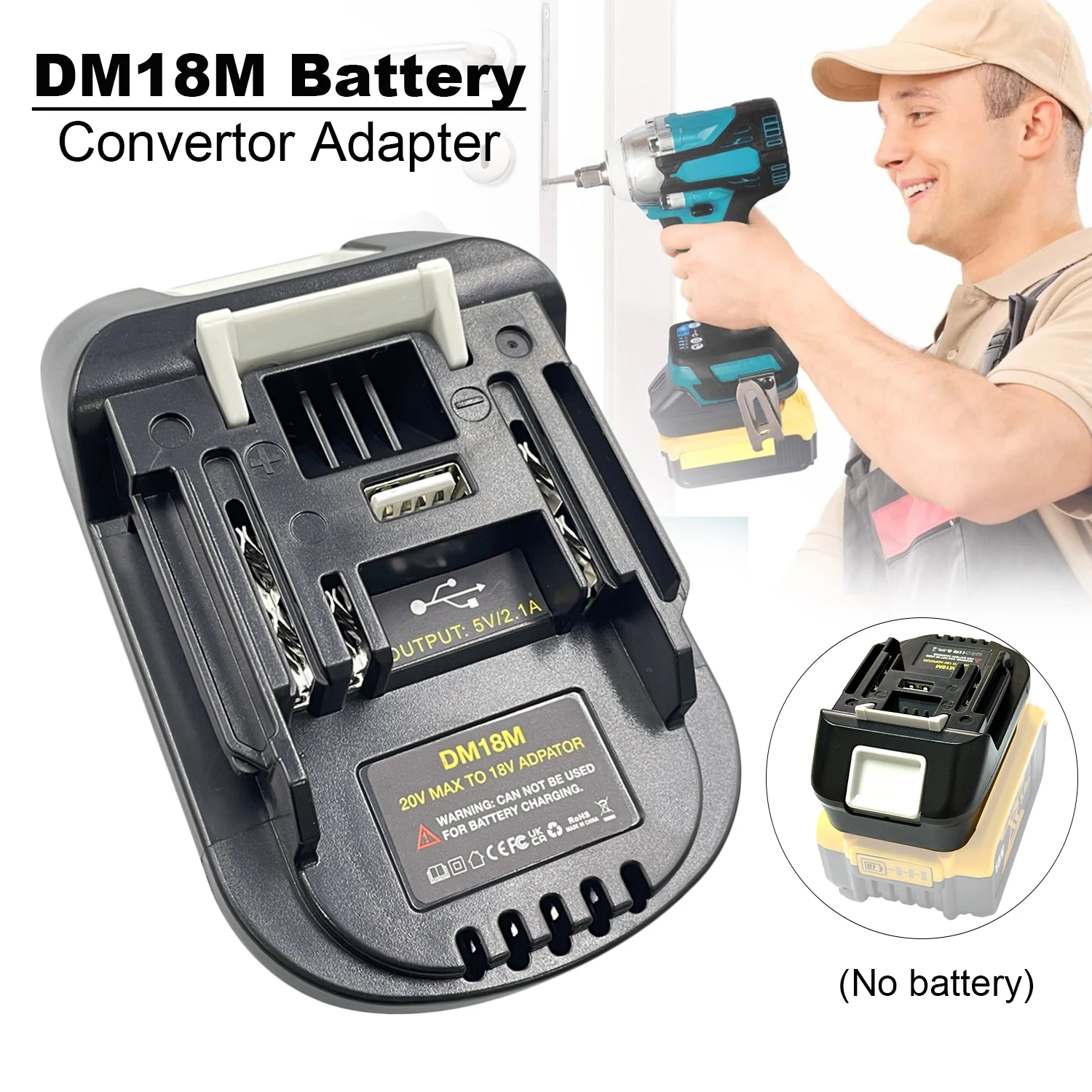 

NEW Battery Adapter DM18M for Makita 18V Tools Convert for Dewalt 20V Battery&Milwaukee M18 18V Battery to Makita 18V Battery
