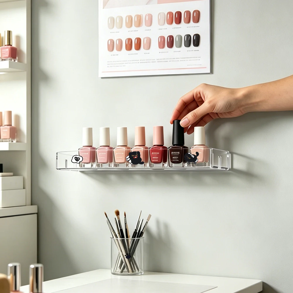 4 Packs Wall Mounted Clear Acrylic Nail Polish Rack, Hanging Display Organizer for Paint Perfume Essential Oils Storage