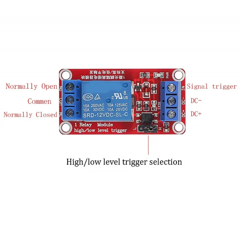1 Channel 5V 12V 24V Relays Panel with Optocoupler Support, High and Low Level Trigger