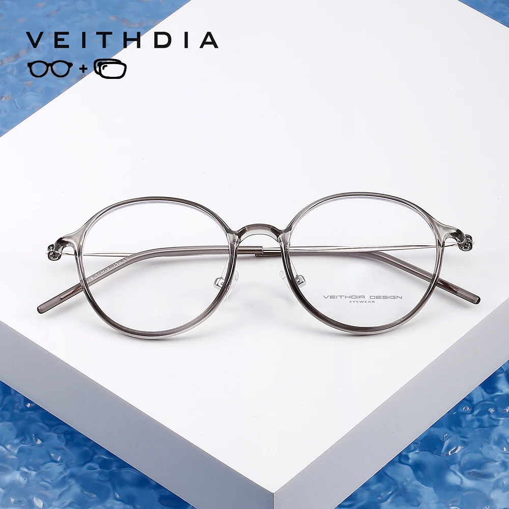 

Прогрессивные очки VEITHDIA по рецепту, фотохромные оптические очки для близорукости, круглая оправа для очков V0712