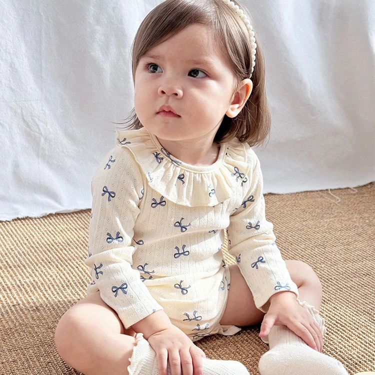 Baby Girl Infant Bodysuit Pure Cotton A-Grade Autumn Newborn Clothing for Girls Ruffled Collar Romper for bebe  ropa para bebe