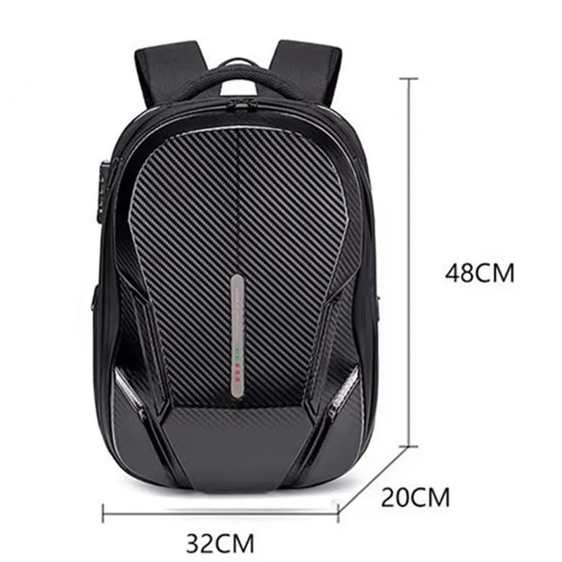 New Hard Shell Motorcycle Riding Backpack Large Capacity Knight Helmet Bag Men\'s Shock Absorption Waterproof USB Laptop Bag