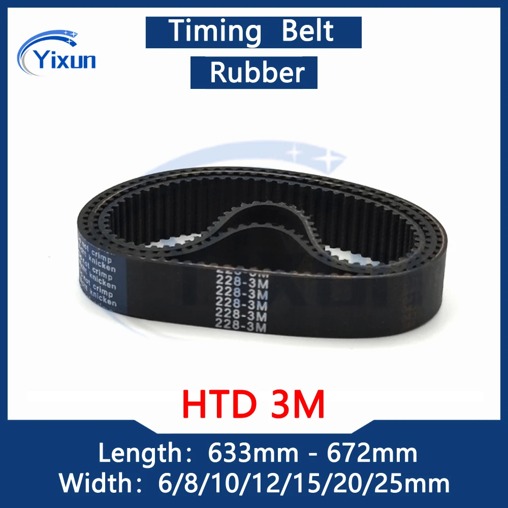 HTD 3M Close Loop Timing Belt Length 633 636 639 645 648 654 657 660 663 666 669 672mm Width 6/8/10/12/15/20/25mm 3M Drive Belt