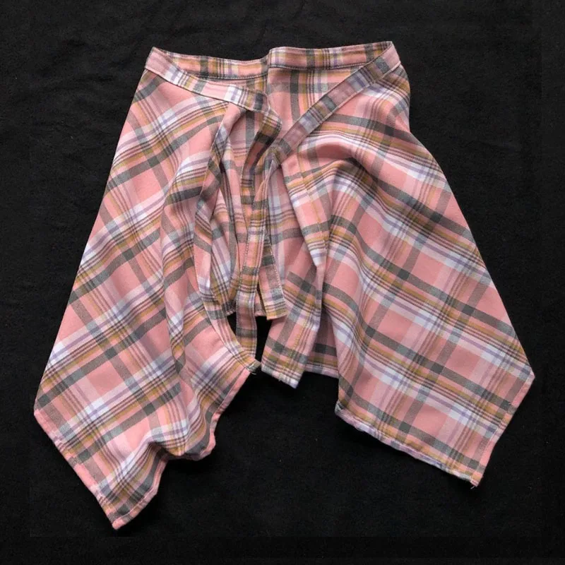 New Hip Hop Irregular Men and Women Fake Shirt Hem Spring Autumn False Shirt Skirt Half-body Plaid Skirts Womens Jupe Saia