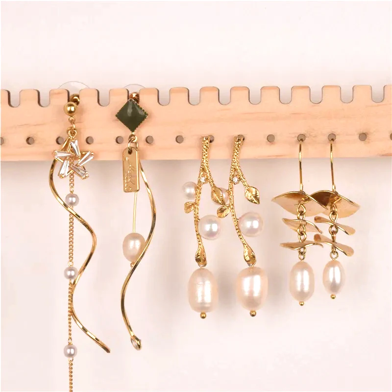 Necklace Earring Jewelry Display Stands Wooden Wall Jewelry Display Storage Store Holders Exhibitor