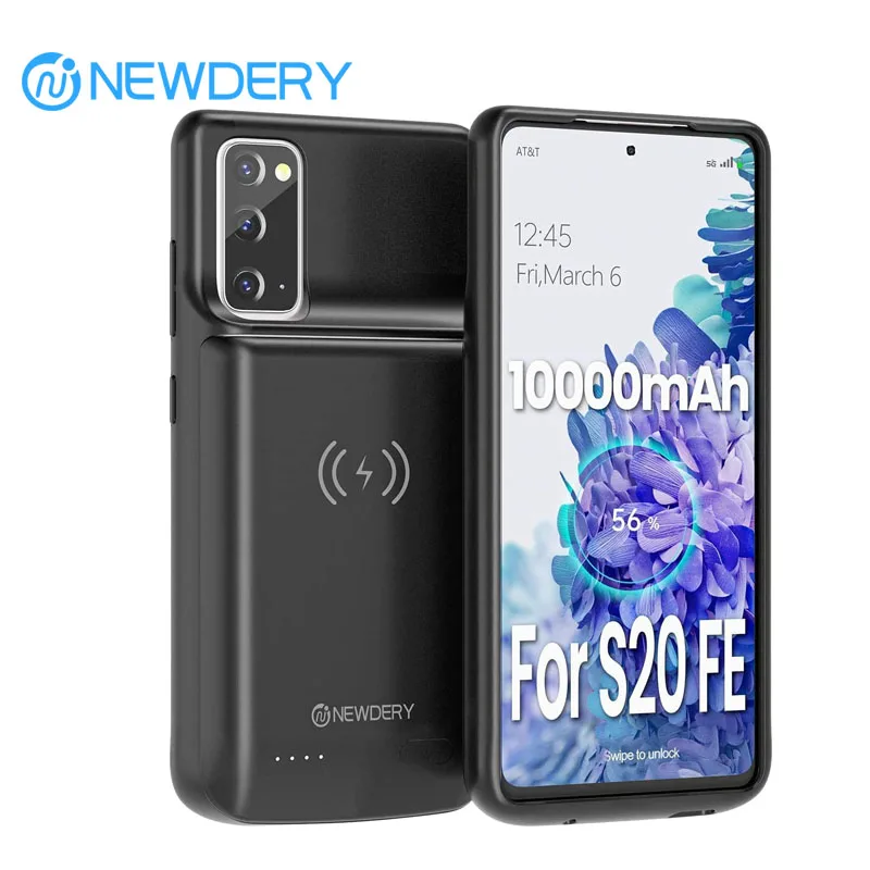 

NEWDERY Wireless Charging Battery Case for Samsung Galaxy S20 FE 10000mAh Portable Extended Charger Case Power Bank Battery Pack