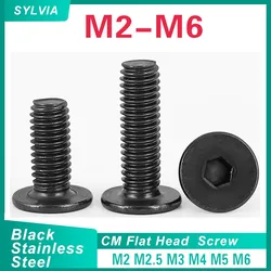10-50Pcs M2 M2.5 M3 M4 M5 M6 CM Black Stainless Steel Hex Hexagon Socket Ultra Thin Super Low Flat Head Allen Cap Screw Bolt