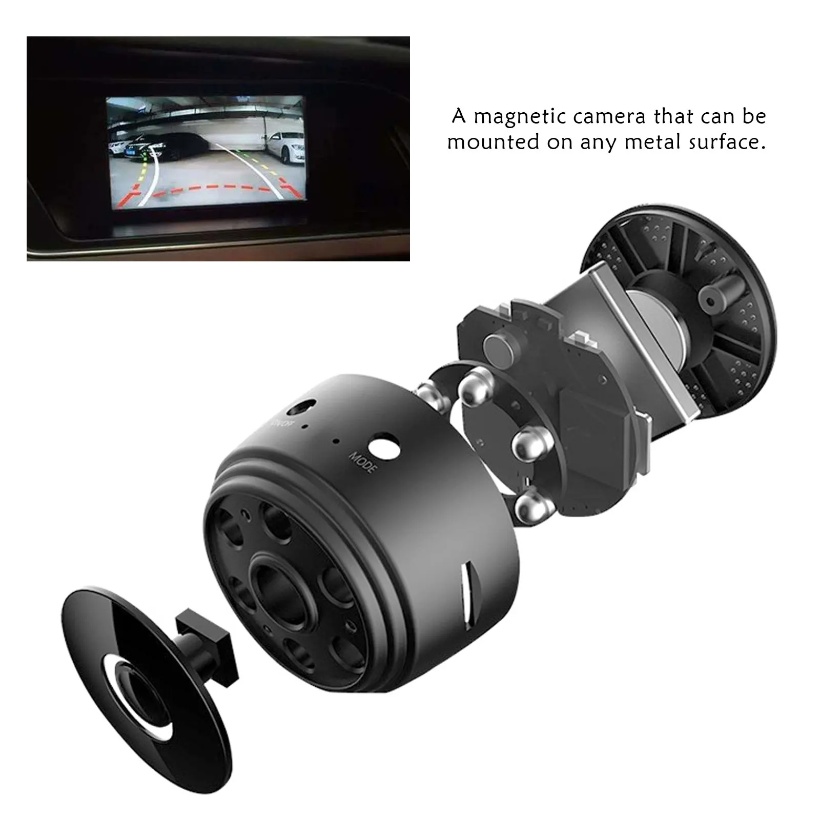 Cámara de marcha atrás Wifi para coche, dispositivo de monitoreo de visión nocturna HD, portátil, inalámbrico, magnético, enganche de remolque,