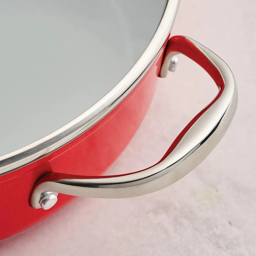 طقم أواني طهي سيراميك غير لاصقة مكون من 10 قطع مع أغطية، وأواني ألومنيوم ثقيلة المقياس ومقالي طقم مطبخ مع طلاء غير لاصق، وغسالة أطباق #4