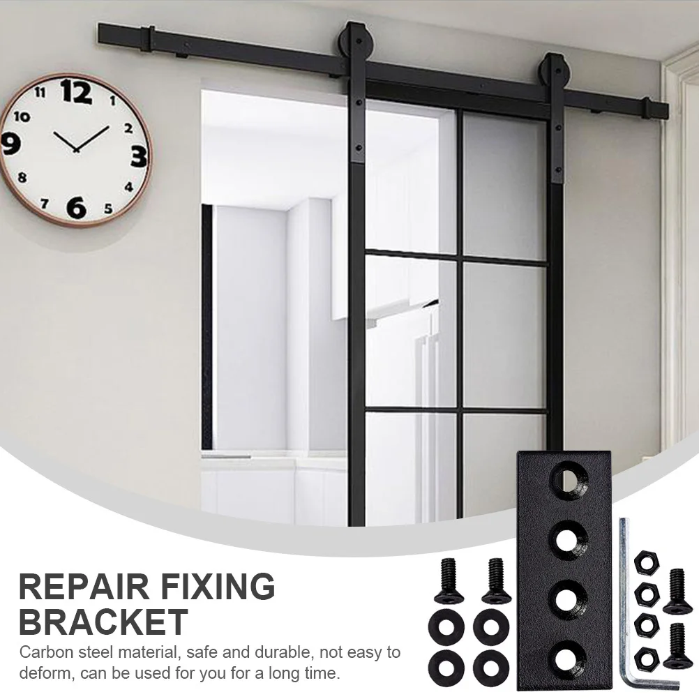 

1Set Barn Door Track Connecting Plate Carbon Steel Straight Brace Repair Flat Mending Plate Heavy Duty Track Fixing Bracket