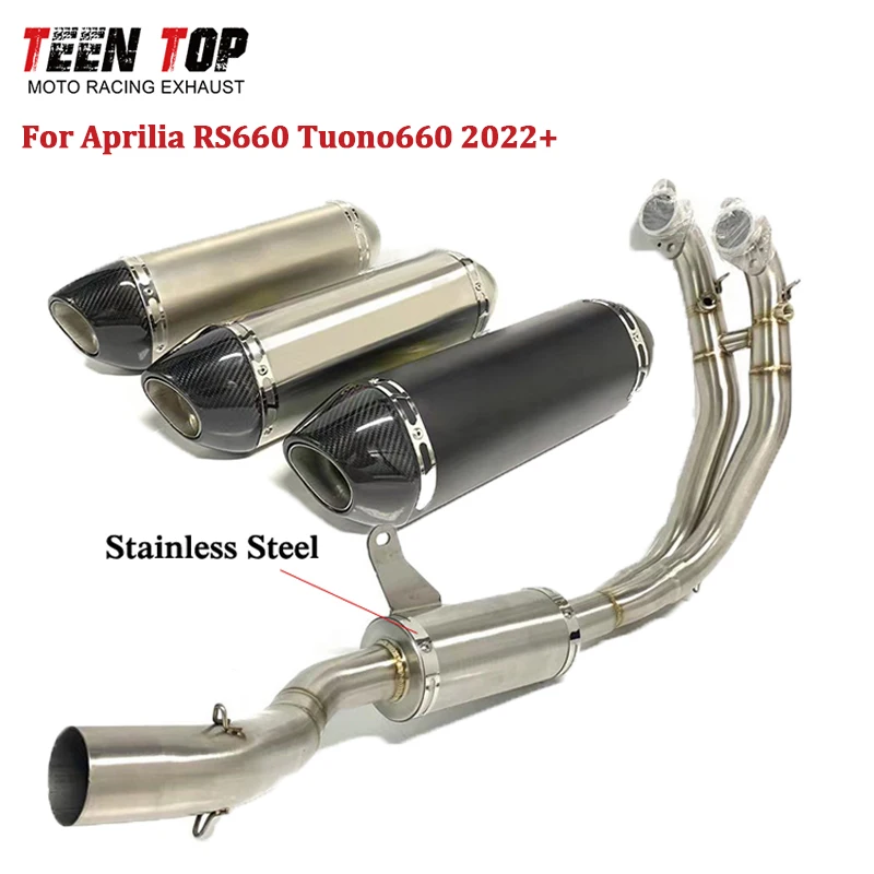 

51mm Escape Exhaust System For Aprilia RS660 Tuono660 Motorcycle Exhaust Pipe 420mm Exhaust Muffler Elbow DB Killer Front Tube