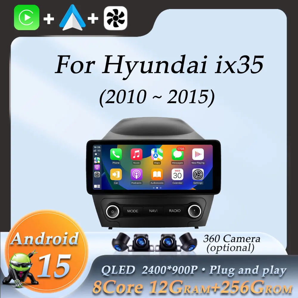 Car Radio Audio Multimedia Video Player for Hyundai ix35 2010 - 2015 Wireless CarPlay Bluetooth DSP Stereo GPS Navigation WiFi