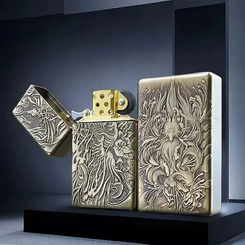 ZORRO brass kerosine lighter 538 precision relief series old-fashioned grinding wheel cigarette lighter tool men's gift