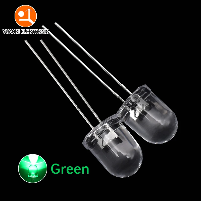 10pcs F10 10mm LED 5 colori rosso blu giallo verde bianco trasparente 20mA 0.75W lampada a diodi emettitori di luce a LED rotonda Ultra luminosa