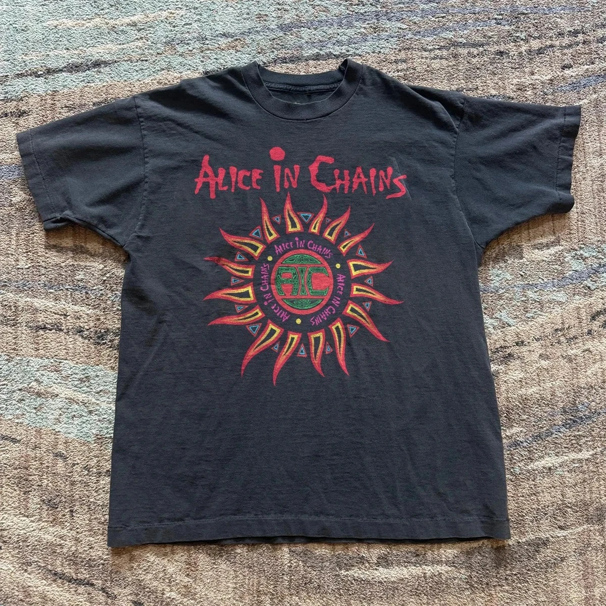 Camiseta de verano para hombre de algodón puro estilo vintage Alice in Chains, informal, elegante, holgada y transpirable, adecuada para el uso diario.