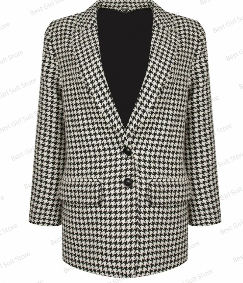 Houndstooth 3 Pieces Women Suit Set Blazer+Top+Pants Formal Prom Dress Single Breasted Guest Party Jacket Street Wear Tailored