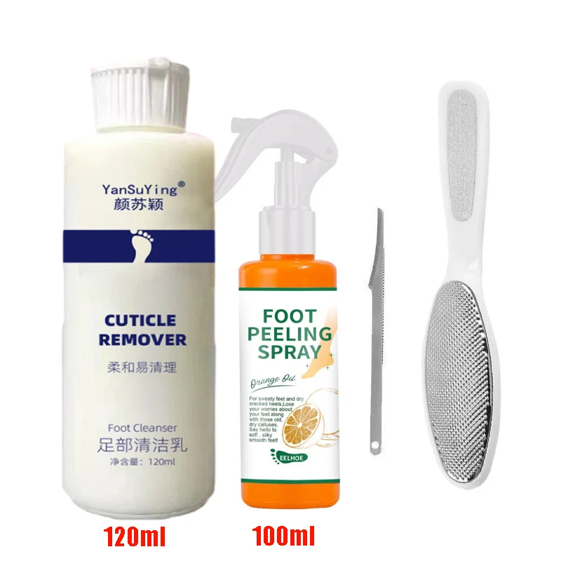 

120ml Foot Exfoliator Softener 100ml Foot Spray 6 Seconds Remove Dead Skin Calluses Anti-Cracked Heel Enhancer Nail Pedicure