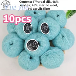 10 Groups Soft Mohair Yarn Knitting Angora Yarn for DIY Knitting,Fluffy Lace Yarn for Crocheting,Knitting Sweater,Scarf,Shawl
