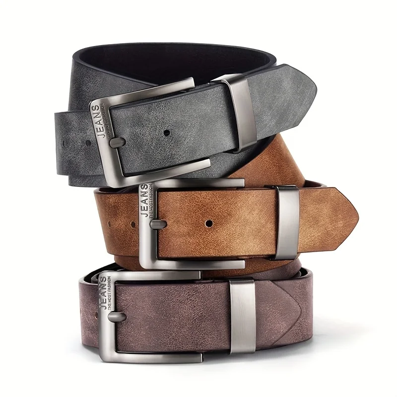 New Men's High-Quality PU Leather Belt Metal Pin Buckle Belt Leisure Business Waistband Fashionable Male Accessory Designer Belt