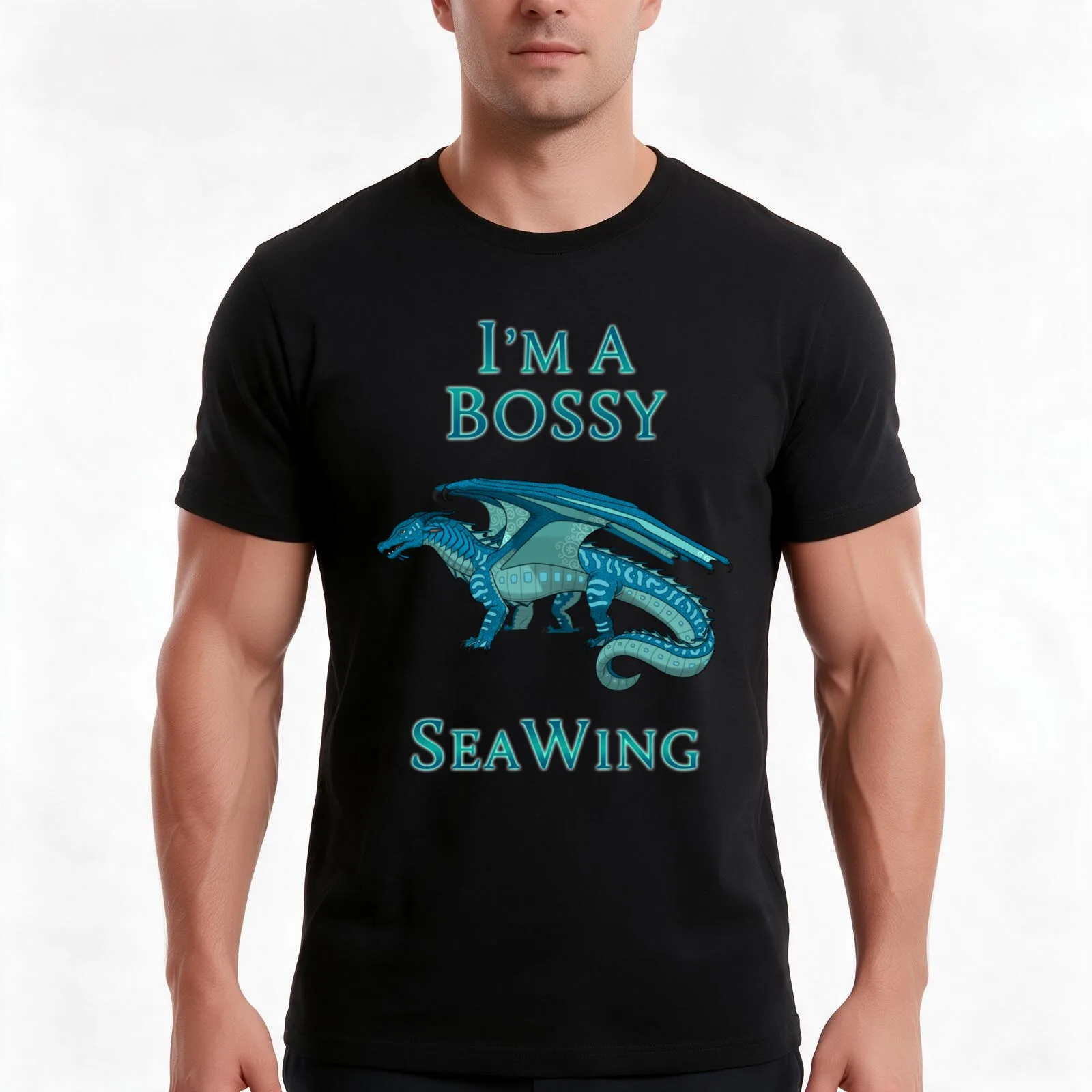I'm a Bossy SeaWing T-Shirt, Summer Casual Cotton Tee, Oversized Streetwear Tops, Vintage Graphic Print, Loose Fit Short Sleeve