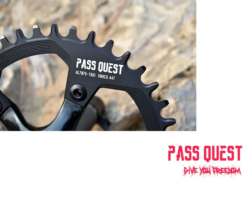 PASS QUEST 110BCD Bicycle 5-Bolts Chainring Black/Silver 36-58T Road Bike Tooth Plate for 3550 APEX RED 110/5 BCD