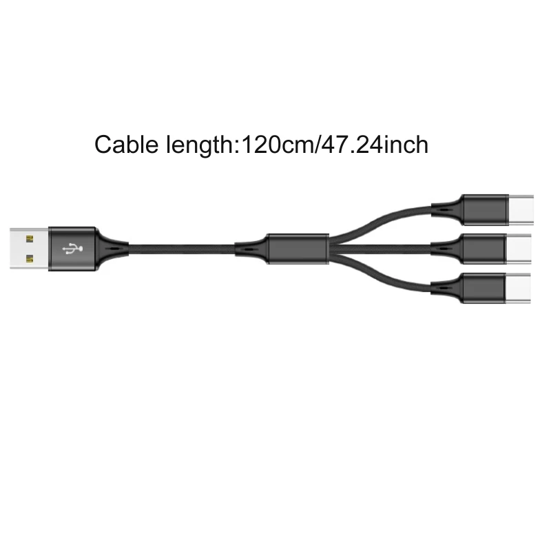 كابل شحن متعدد مضفر من النايلون العالمي 3/4/5 في 1 منافذ متعددة USB C F19E