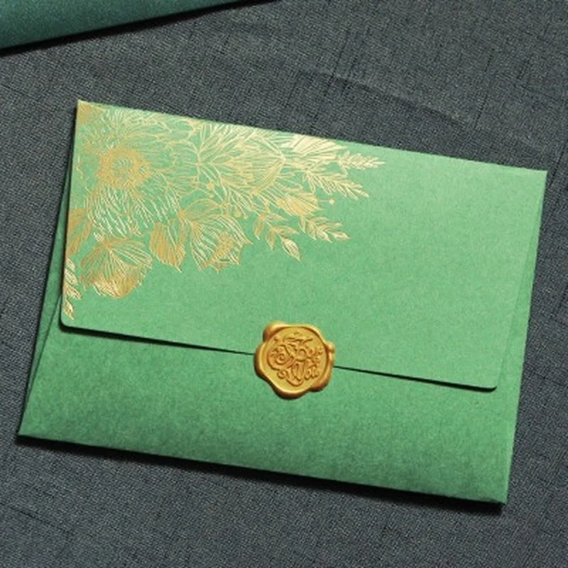 10 個スタンプなしハイグレードパール紙封筒結婚式招待状ヨーロッパブロンズパターン封筒バッグプレミアム品質