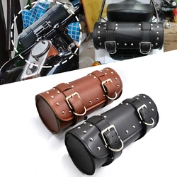 Motorcycle side Saddle luggage Bags PU Leather Front Fork Tool Bag Luggage for Sportster XL 883 1200 Chopper Bobber Cruiser