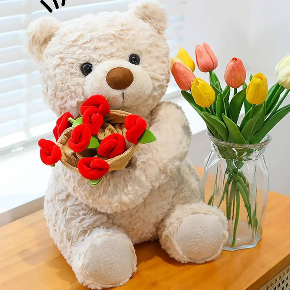 New Hot Sale Teddy Bear with Roses Plush Toy Soft Bear Stuffed Doll Romantic Gift for Lover Home Decor Girls Birthday Gift