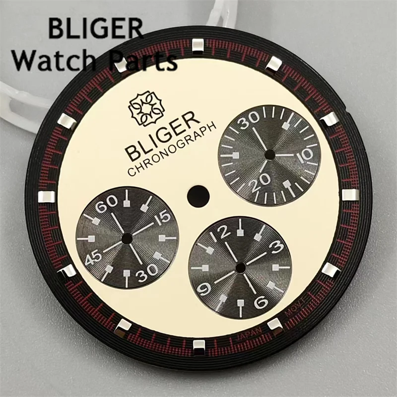 BLIGER 31.5mm VK63 Quartz movement Watch dial  Luminous hands  VK63 movements replacement accessories