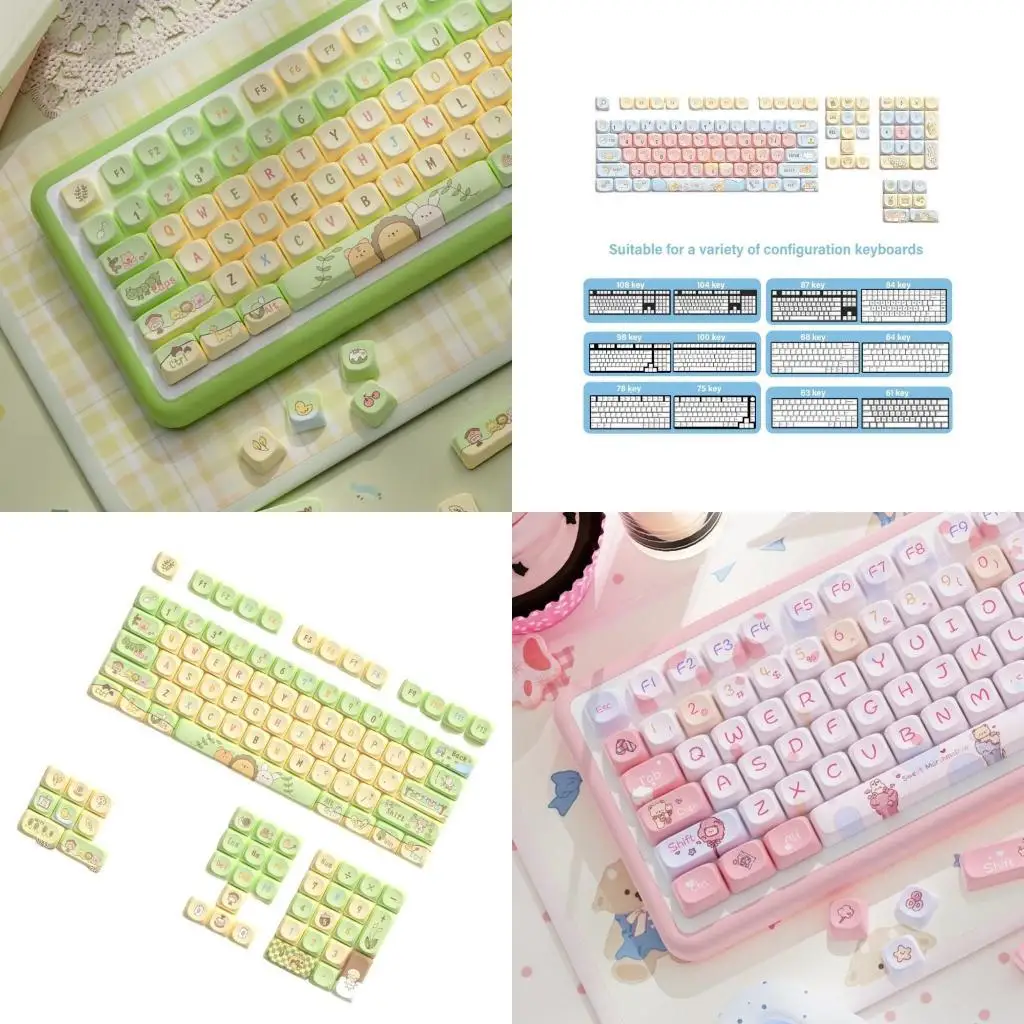 

31BA Cartoon Animal Keycaps MCA Profile 112PCS Keycap Set Thick PBT Heat Sublimated